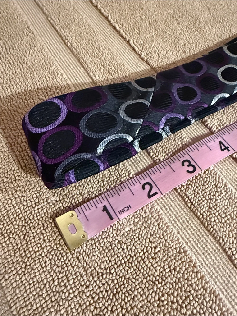 Michael Kors Black Purple Circle Pattern Tie woven sheen texture polyester bloke